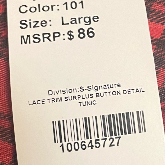 NWT! Suzanne Betro Lace Trim Surplice Button Detail Tunic- Emerald Blue - Large - Picture 7 of 10